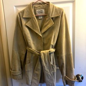 Leather jacket, stylish cream color.